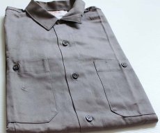 画像1: デッドストック★60s USA製 Miller コットン ワークシャツ グレー S (1)