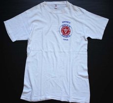 画像2: 70s USA製 YMCA INDIAN GUIDES 染み込みプリント コットンTシャツ 白 L (2)