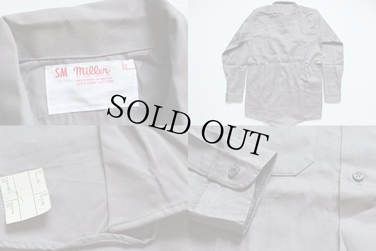 画像3: デッドストック★60s USA製 Miller コットン ワークシャツ グレー S (3)