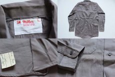 画像3: デッドストック★60s USA製 Miller コットン ワークシャツ グレー S (3)