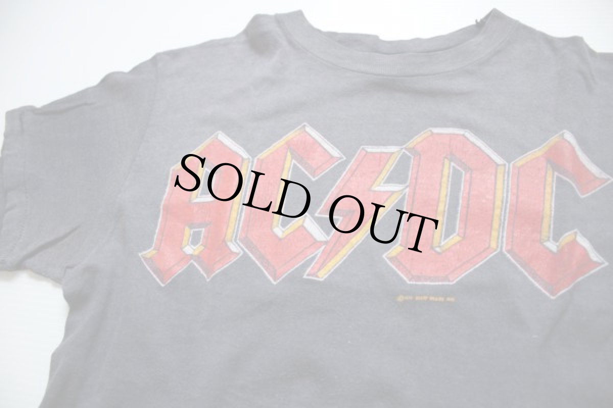 画像1: 80s USA製 Hanes AC/DC BACK IN BLACK TOUR USA 1980 コットン バンドTシャツ 炭黒 S (1)