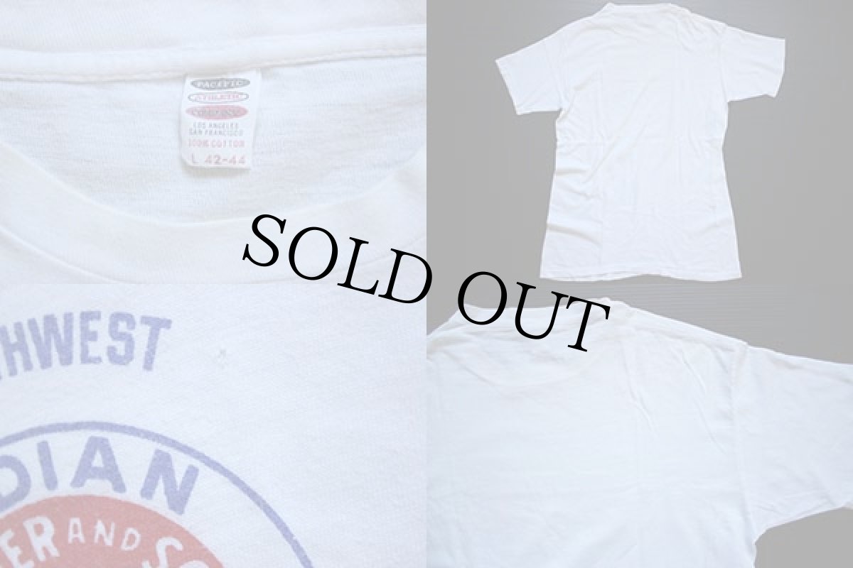 画像3: 70s USA製 YMCA INDIAN GUIDES 染み込みプリント コットンTシャツ 白 L (3)