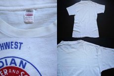 画像3: 70s USA製 YMCA INDIAN GUIDES 染み込みプリント コットンTシャツ 白 L (3)