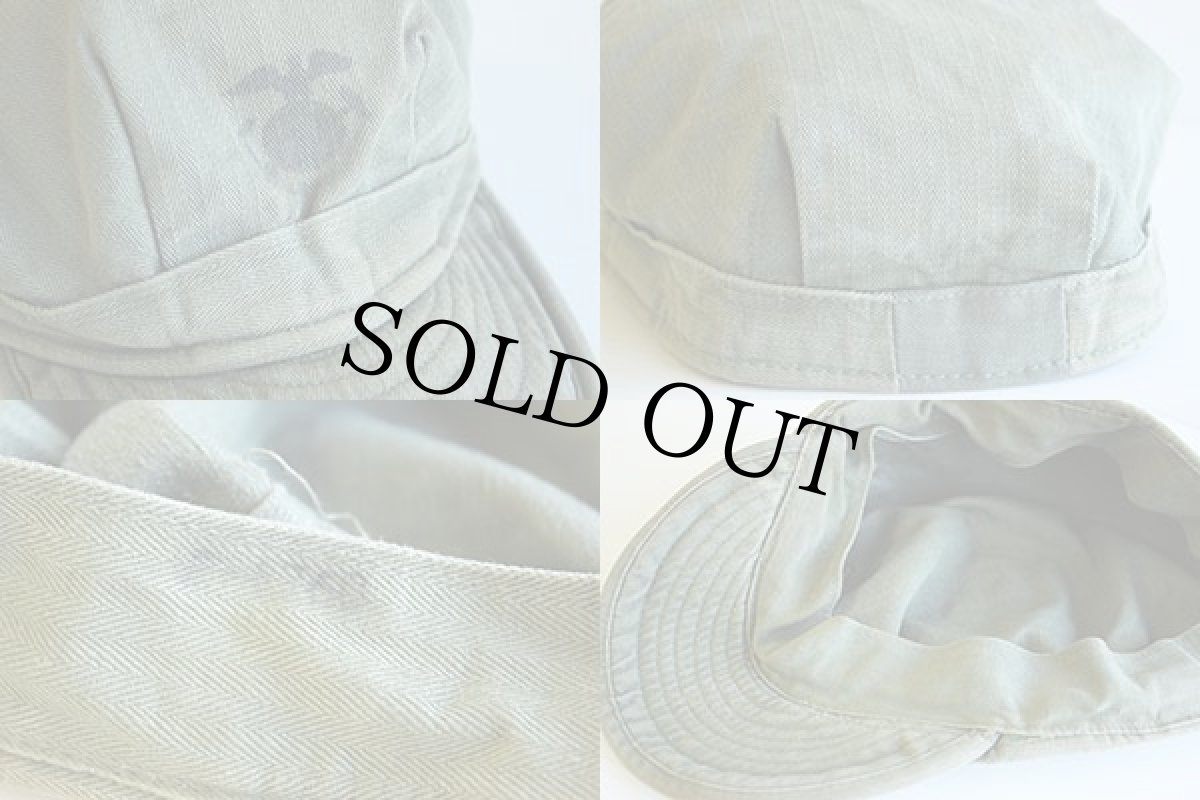 画像3: リサイズ★40s 米軍 USMC HBT ヘリンボーンツイル キャップ 59.5cm (3)