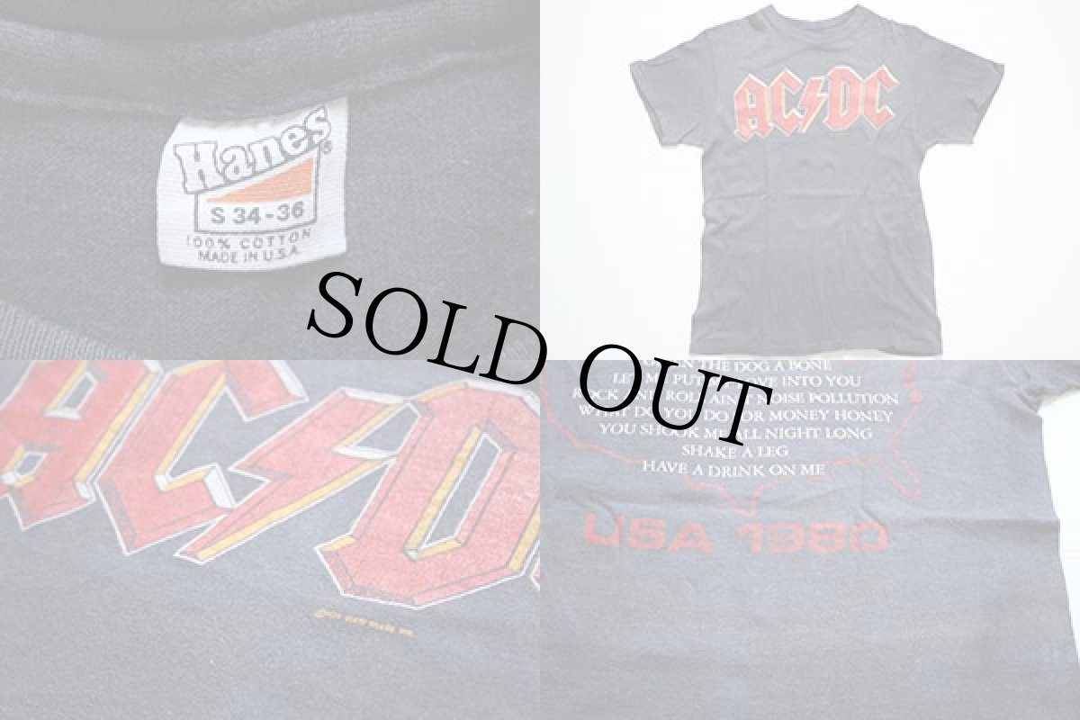 画像3: 80s USA製 Hanes AC/DC BACK IN BLACK TOUR USA 1980 コットン バンドTシャツ 炭黒 S (3)