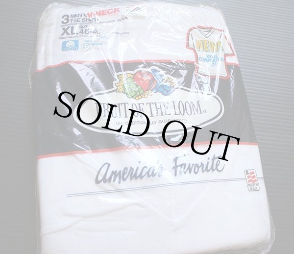 デッドストック☆90s USA製 FRUIT OF THE LOOM Vネック コットン