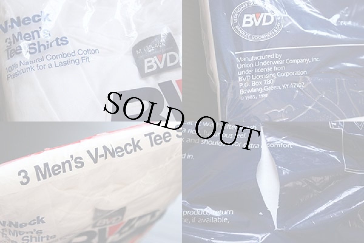画像3: デッドストック★80s USA製 BVD 無地 Vネック コットンTシャツ 白 M 3パック (3)
