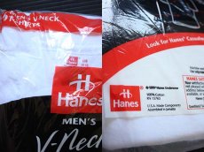 画像3: デッドストック★90s Hanes 無地 Vネック コットンTシャツ 白 L 3パック (3)