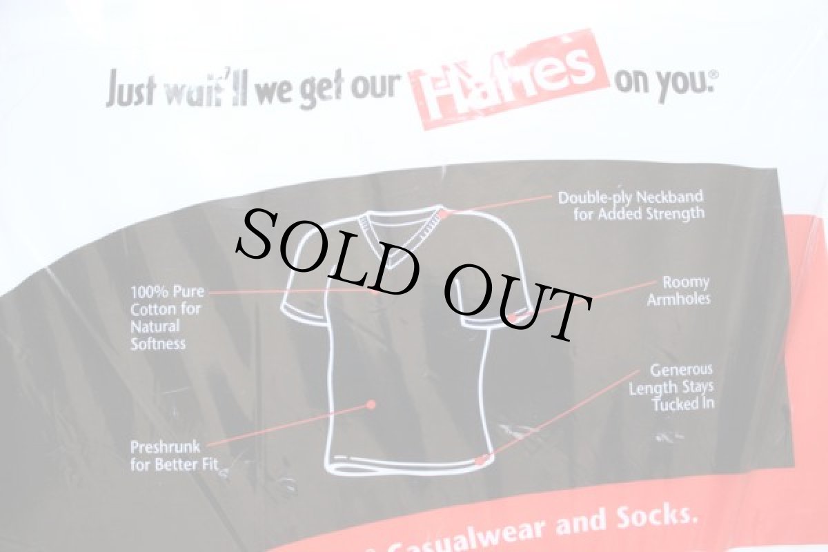 画像2: デッドストック★90s Hanes 無地 Vネック コットンTシャツ 白 L 3パック (2)