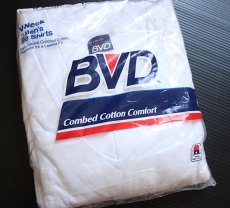 画像1: デッドストック★80s USA製 BVD 無地 Vネック コットンTシャツ 白 M 3パック (1)