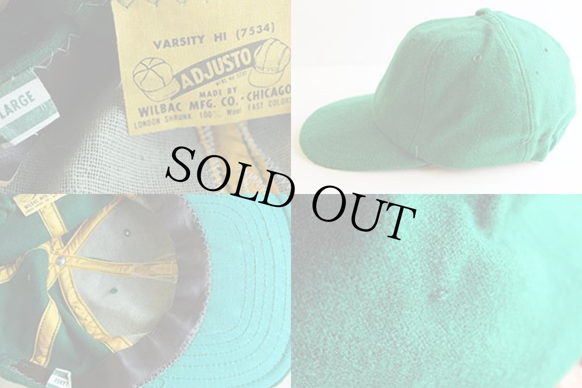 画像3: 60s WILBAC パッチ付き ウール ベースボールキャップ 緑 L (3)