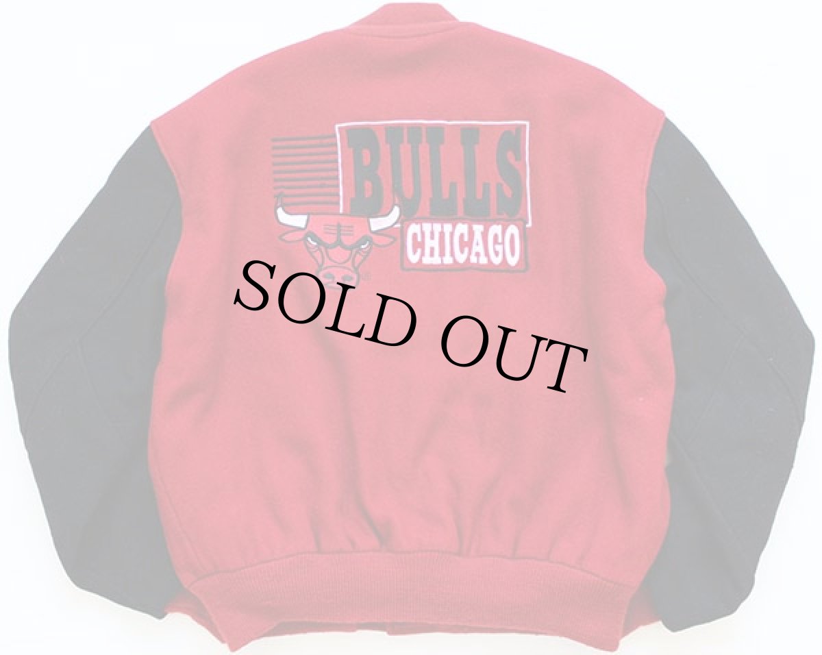 画像2: 90s USA製 DeLONGデロング BULLS シカゴ ブルズ メルトン ウール スタジャン L (2)