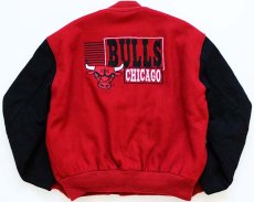 画像2: 90s USA製 DeLONGデロング BULLS シカゴ ブルズ メルトン ウール スタジャン L (2)