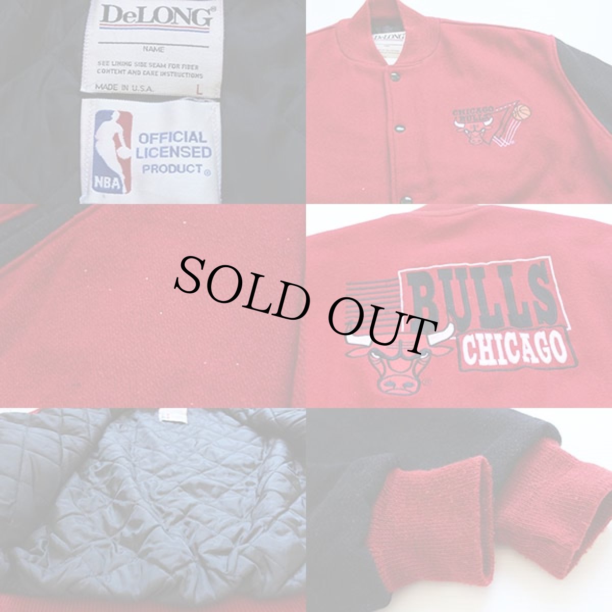 画像3: 90s USA製 DeLONGデロング BULLS シカゴ ブルズ メルトン ウール スタジャン L (3)