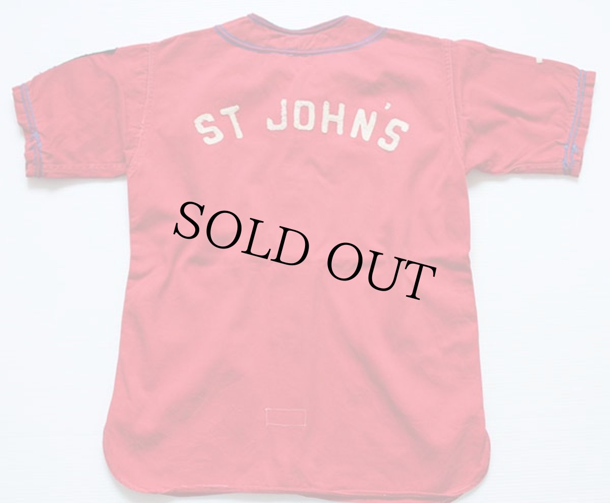 画像2: 40s AMCO フェルトパッチ マチ付き ベースボールシャツ 7 赤 (2)