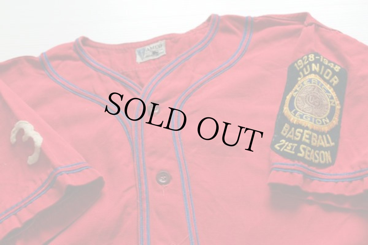 画像5: 40s AMCO フェルトパッチ マチ付き ベースボールシャツ 3 赤 (5)