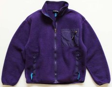 画像1: 90s USA製 patagoniaパタゴニア フリースジャケット 紫 ボーイズ10 (1)
