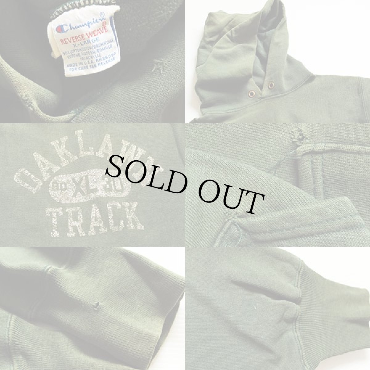 画像3: 90s USA製 Championチャンピオン 三段中抜き リバースウィーブ スウェットパーカー 緑 XL (3)