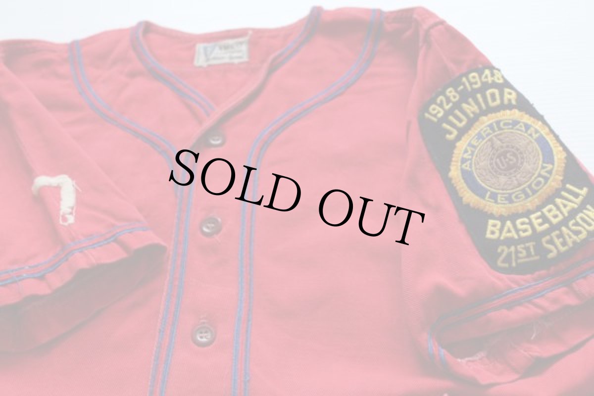 画像5: 40s AMCO フェルトパッチ マチ付き ベースボールシャツ 7 赤 (5)