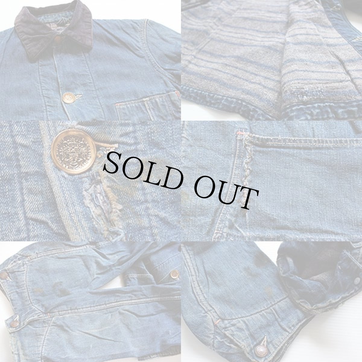 画像3: 50s UNKNOWN ブランケットライナー デニム カバーオール ボロ (3)