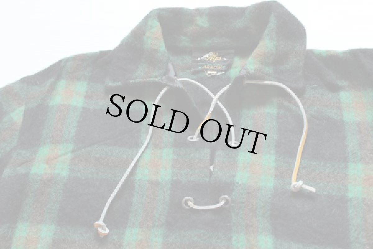 画像4: 70s ARROW レースアップ プルオーバー ウールシャツ M (4)