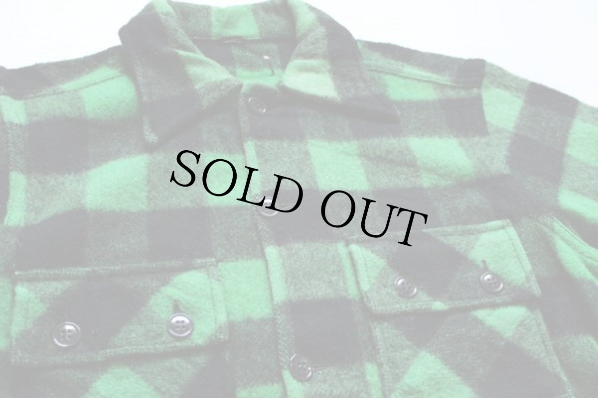 画像4: 60s UNKNOWN バッファローチェック ウール シャツジャケット 緑×黒 (4)