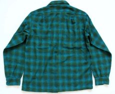 画像2: 60s PENDLETONペンドルトン オンブレチェック ウール オープンカラーシャツ M (2)