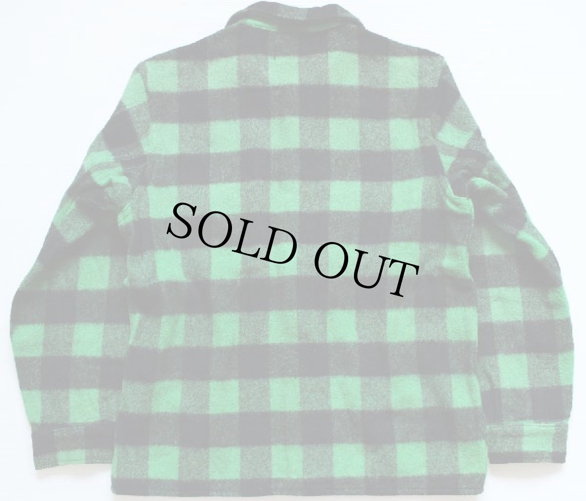 画像2: 60s UNKNOWN バッファローチェック ウール シャツジャケット 緑×黒 (2)