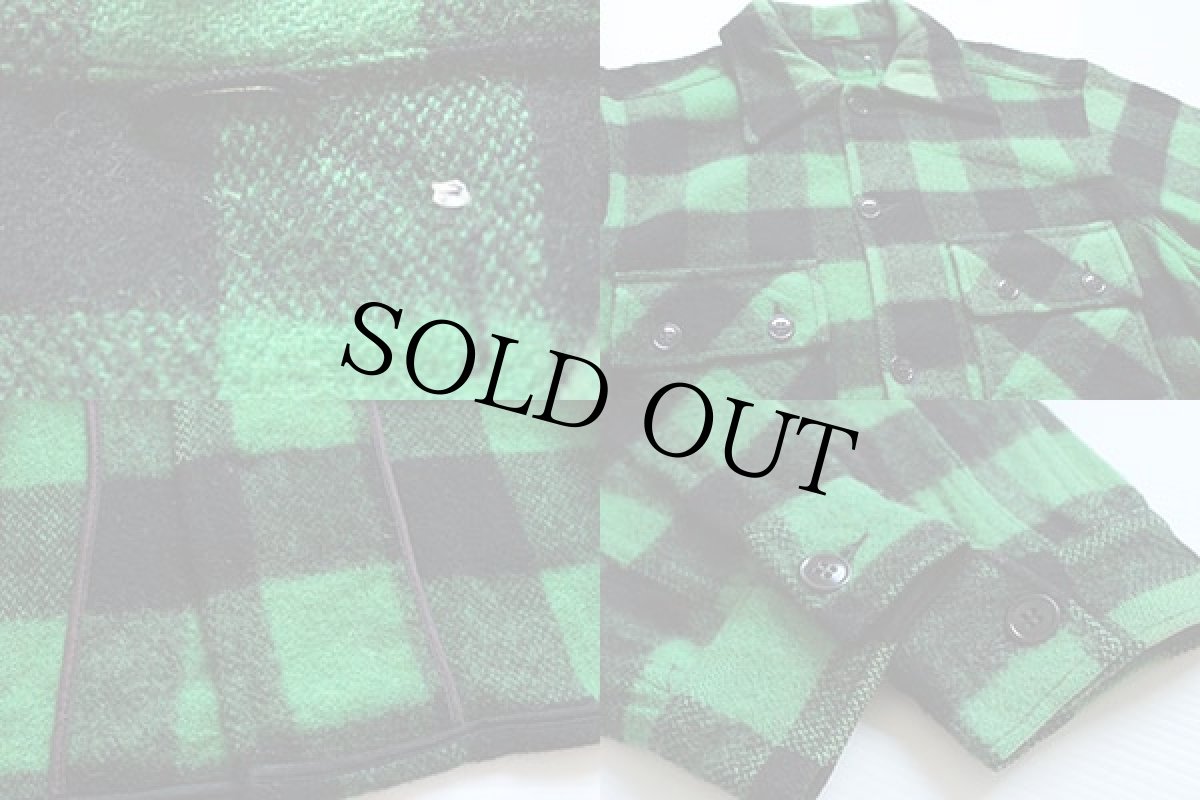 画像3: 60s UNKNOWN バッファローチェック ウール シャツジャケット 緑×黒 (3)