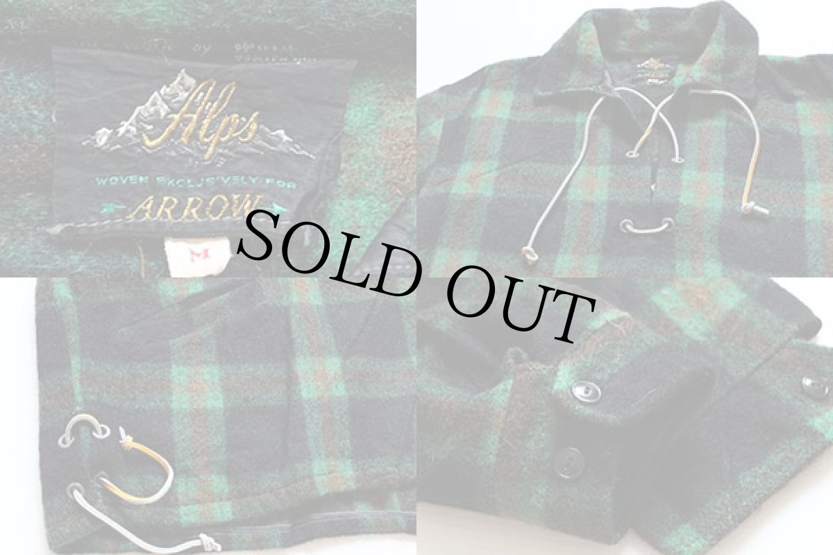 画像3: 70s ARROW レースアップ プルオーバー ウールシャツ M (3)