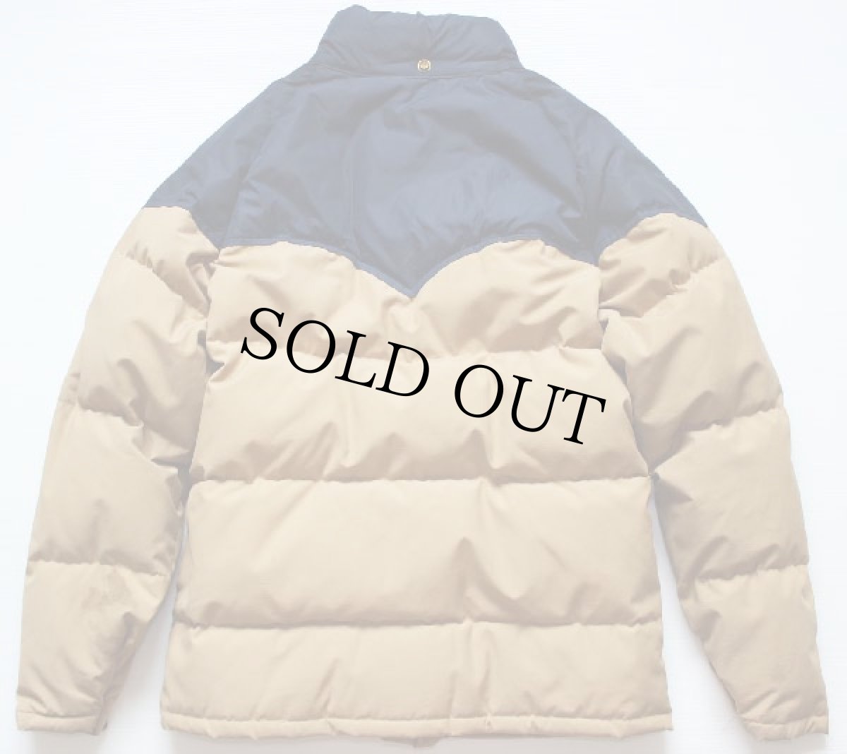 画像2: 70s WILLIAM BARRY ツートン ヨーク切り替え ダウンジャケット タン×ネイビー S (2)