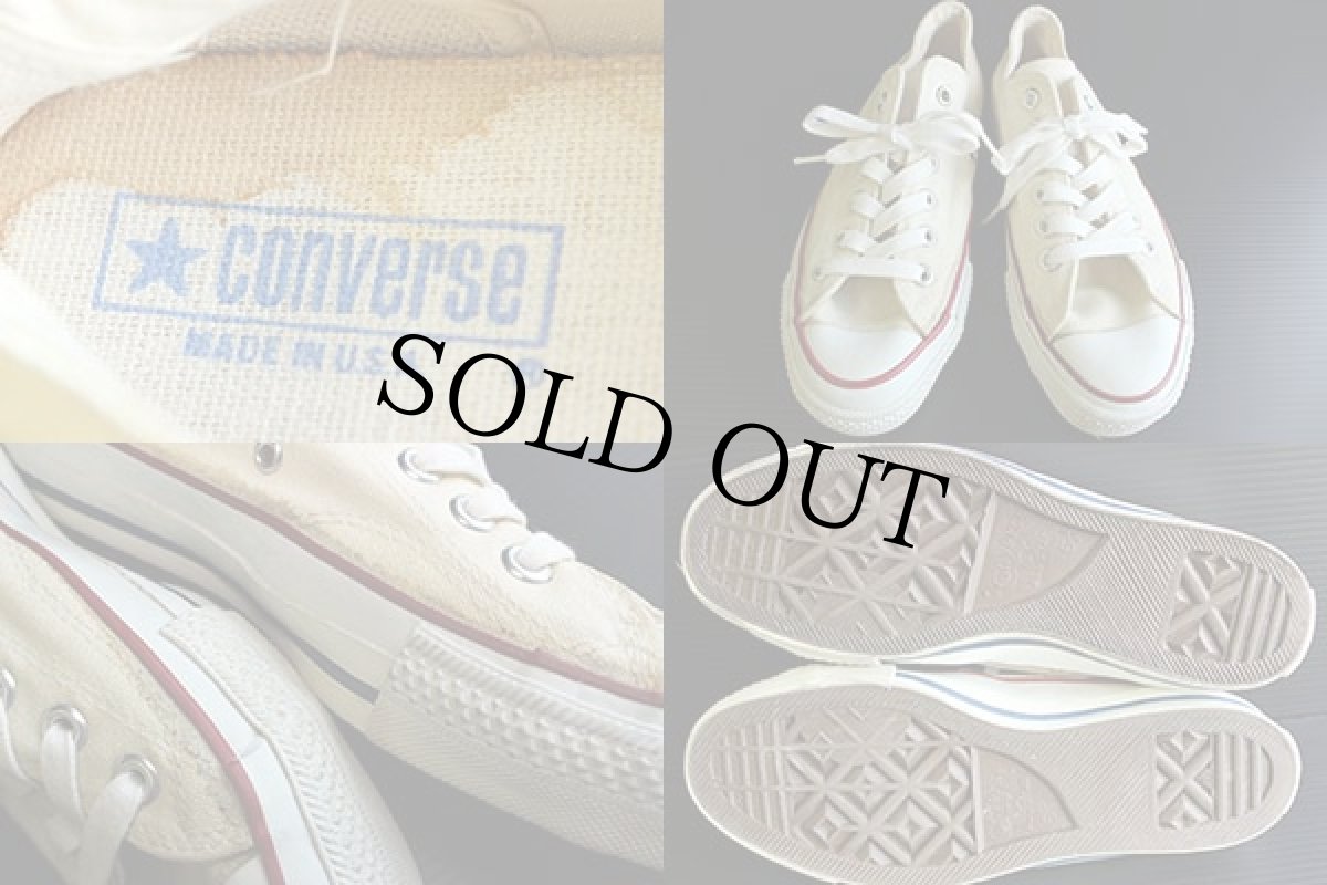 画像3: 80s USA製 CONVERSEコンバース ALL STARオールスター Low 当て布 生成り 6.5 (3)