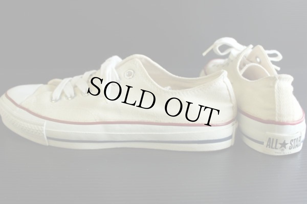 画像2: 80s USA製 CONVERSEコンバース ALL STARオールスター Low 当て布 生成り 6.5 (2)