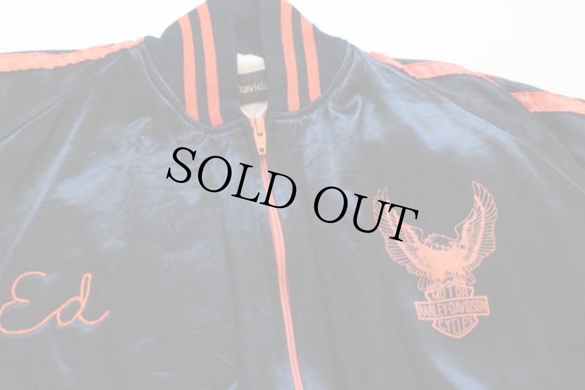 画像5: 80s HARLEY-DAVIDSONハーレー ダビッドソン 中綿入り サテンジャケット 黒 L (5)