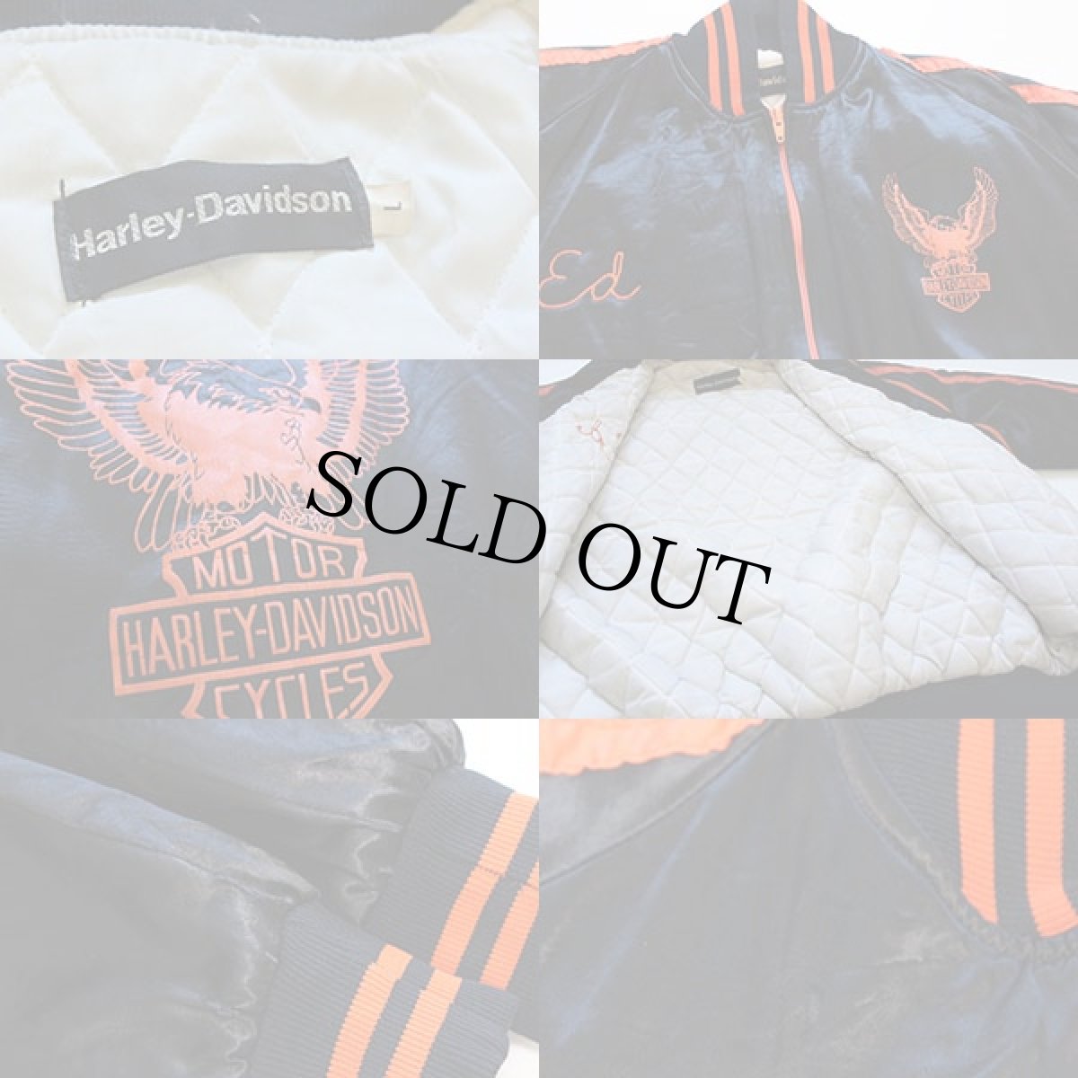 画像3: 80s HARLEY-DAVIDSONハーレー ダビッドソン 中綿入り サテンジャケット 黒 L (3)