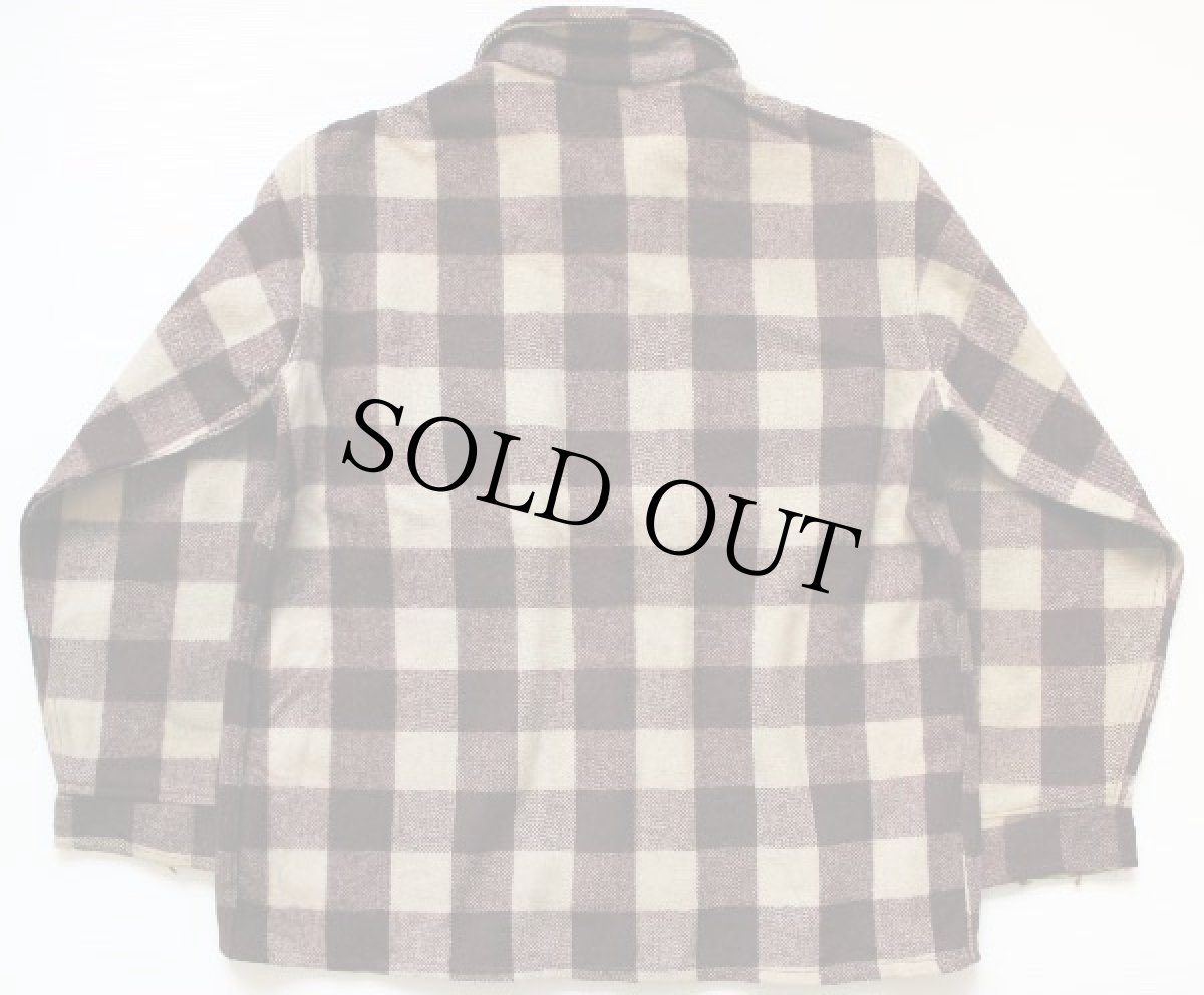 画像2: 40s SPORTCLAD バッファローチェック ウール シャツジャケット 茶 (2)