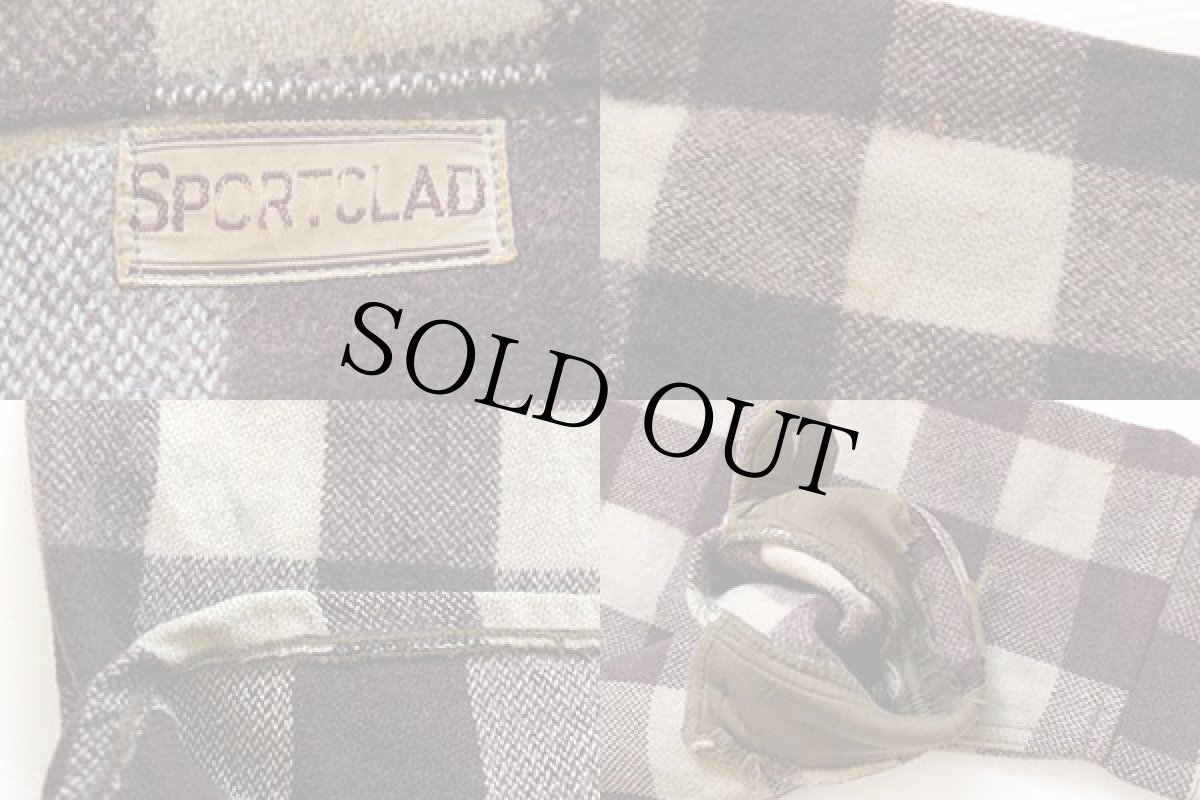 画像3: 40s SPORTCLAD バッファローチェック ウール シャツジャケット 茶 (3)