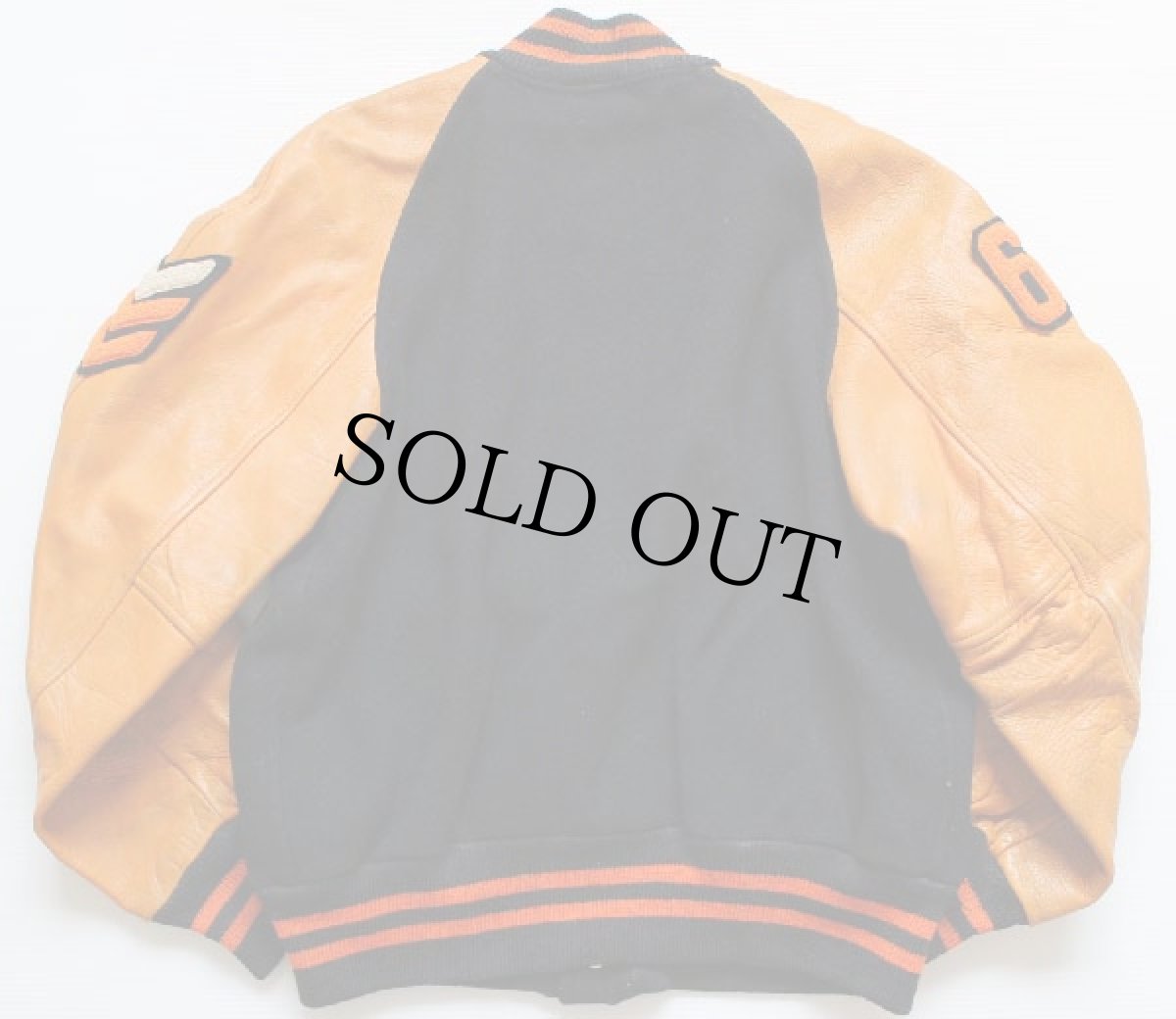 画像2: 60s SAND KNIT×masgis メルトン ウール 袖革スタジャン 42 (2)