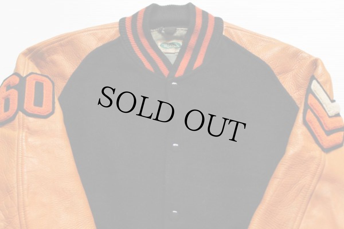 画像3: 60s SAND KNIT×masgis メルトン ウール 袖革スタジャン 42 (3)