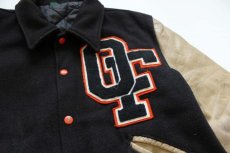 画像4: 70s UNKNOWN チェーン刺繍&パッチ付き メルトン ウール 袖革スタジャン (4)