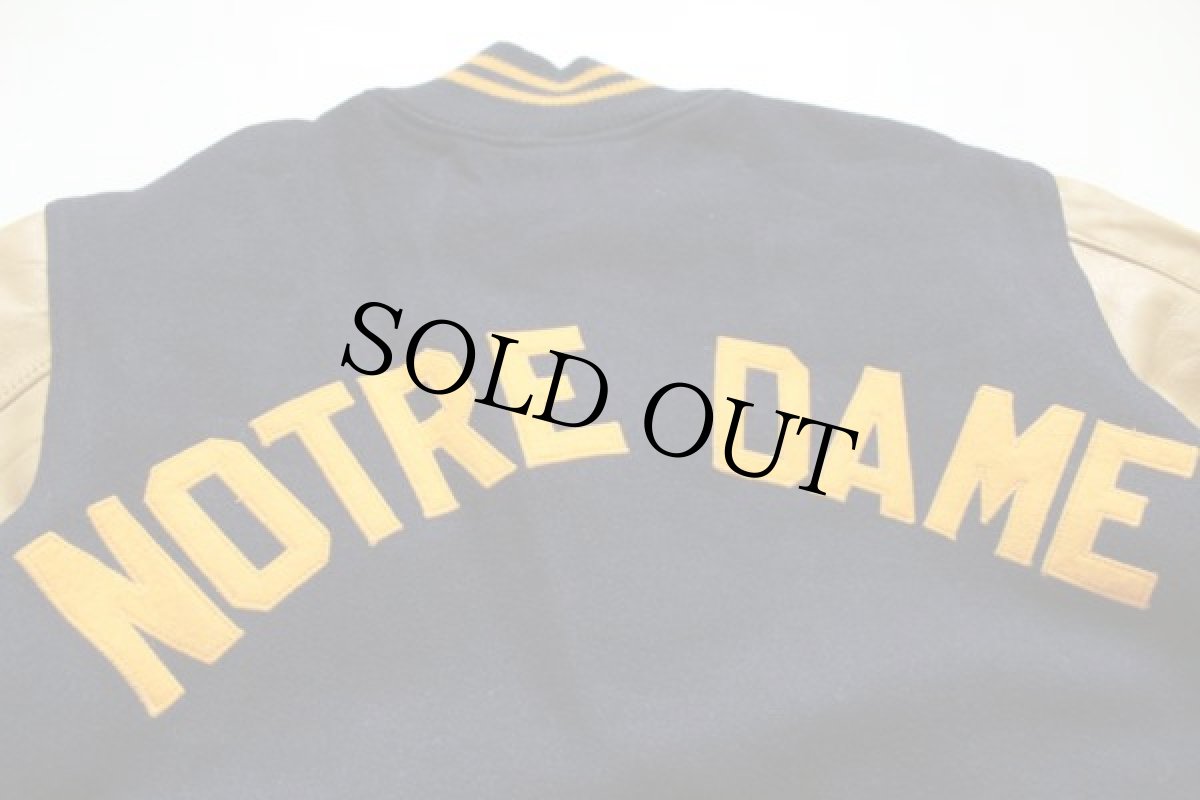 画像4: 60s NOTRE DAME フェルトパッチ メルトン ウール 袖革スタジャン (4)