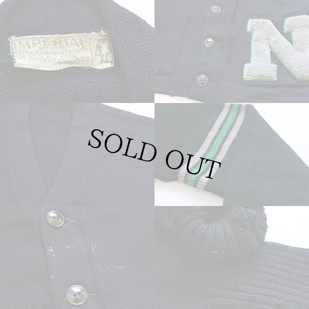 画像3: 50s IMPERIAL レタードカーディガン ボロ 黒 (3)