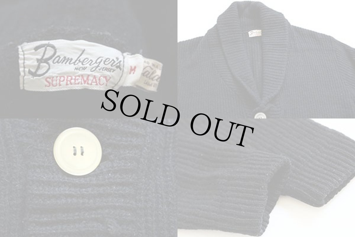 画像3: 60s Bamberger's ショールカラー ニットカーディガン 黒 M (3)