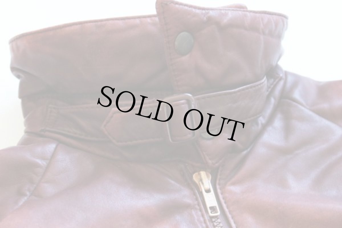 画像4: 80s UNKNOWN オールレザー 中綿ダウンジャケット M (4)