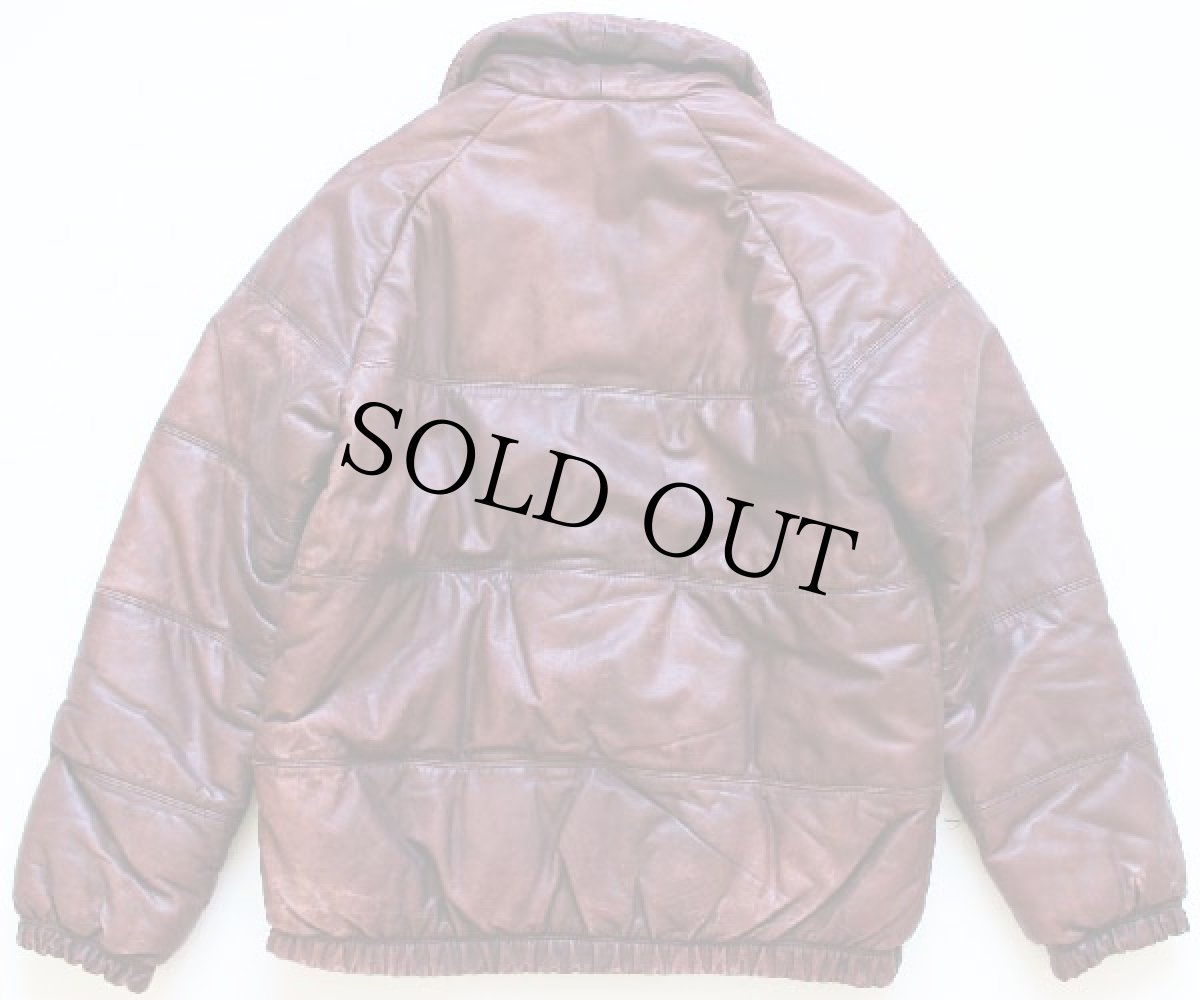 画像2: 80s UNKNOWN オールレザー 中綿ダウンジャケット M (2)