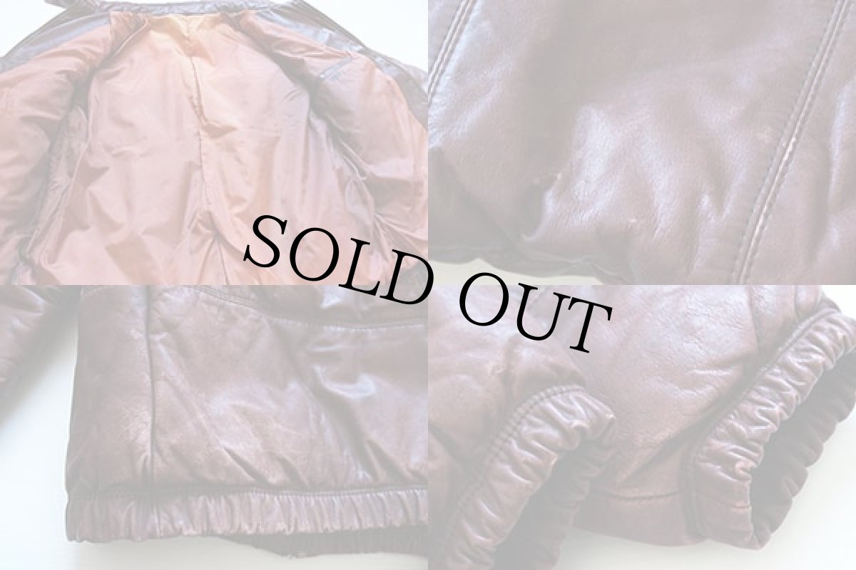 画像3: 80s UNKNOWN オールレザー 中綿ダウンジャケット M (3)