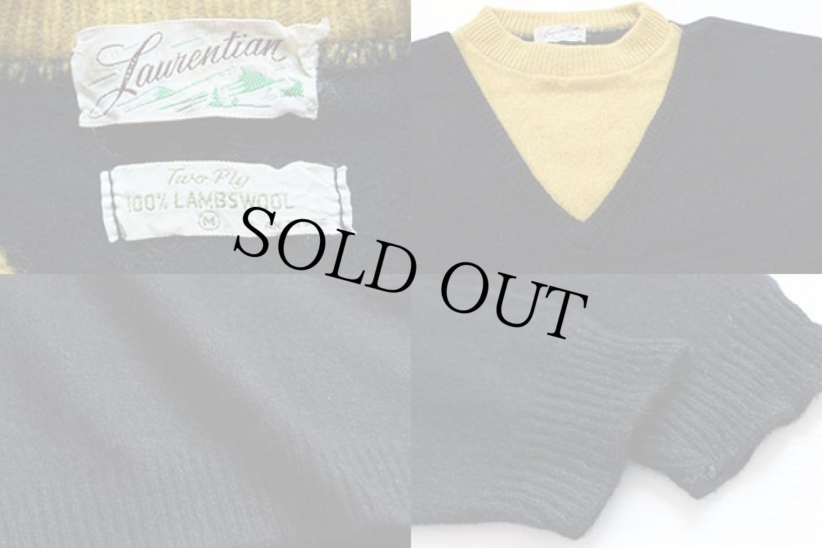 画像3: 50s Laurentian ツートン ニットセーター M (3)