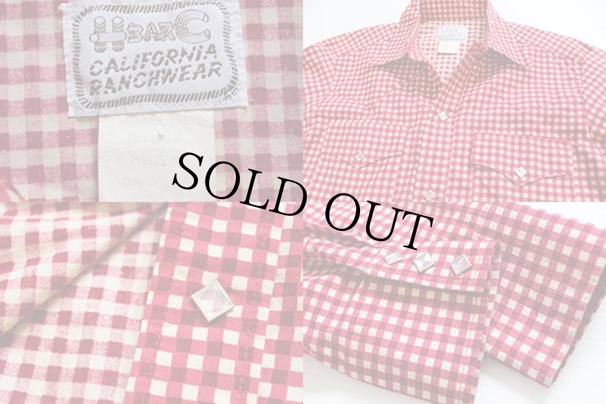 画像3: 60s USA製 HBARC ギンガムチェック コットン ウエスタンシャツ M (3)