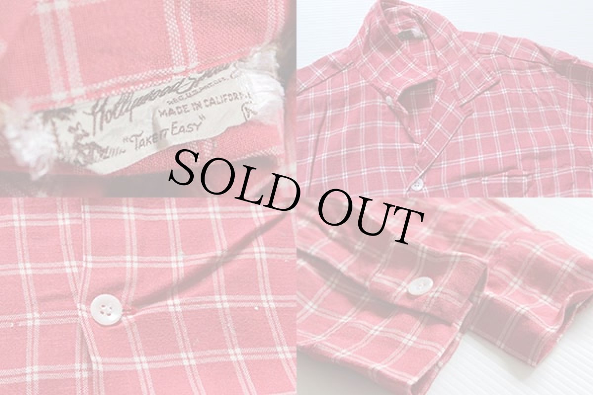 画像3: 50s Hollywood チェック レーヨン オープンカラーシャツ (3)