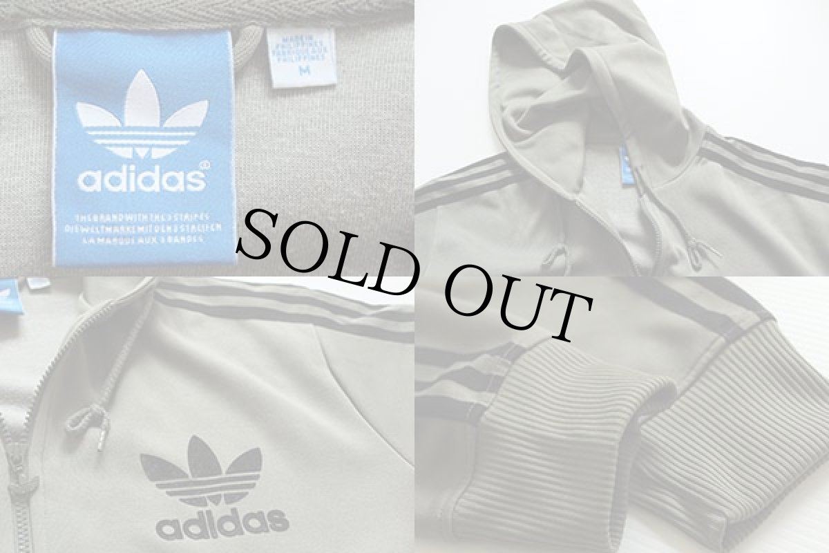 画像3: adidasアディダス トレフォイル ビッグロゴ フェルトプリント ジャージ パーカー グリーングレー M★トラックジャケット (3)